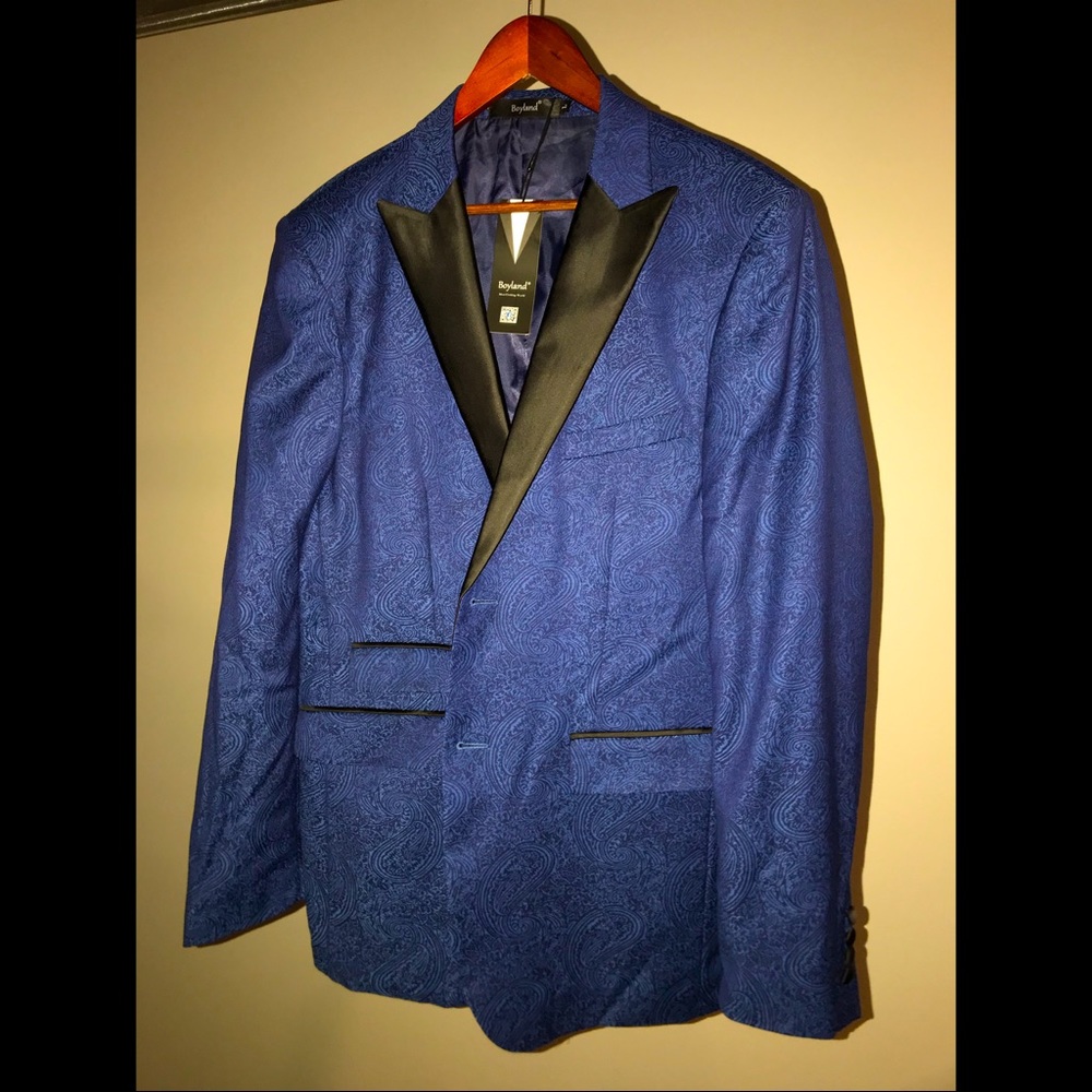Blue Paisley Tuxedo Blazer